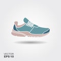 Sport shoes, sneakers illustration. Flat icon with shadow