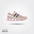 Sport shoes, sneakers illustration. Flat icon with shadow Royalty Free Stock Photo