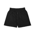 Sport shorts, black color view  on white Royalty Free Stock Photo