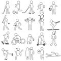 Sport silhouettes black simple outline icons set Royalty Free Stock Photo