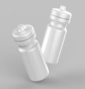 Sport sipper bottles for water isolated on grey background for mock up and template design. White blank bottle 3d render illustrat Royalty Free Stock Photo