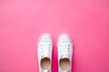 Sport sneakers shoe white view trendy clothing footwear new background fashion style lifestyle Royalty Free Stock Photo