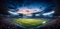 sport soccer light goal football arena stadium game world green. Generative AI. Royalty Free Stock Photo