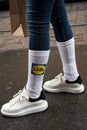 Sport socks by lidl on feet of girls standing in the street