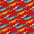 Sport speed automobile offroad rally car colorful fast motor racing auto driver transport motorsport seamless pattern