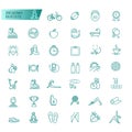 Sport, sports equipment, healthy lifestyle icons set