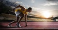 Sport. Sprinter on the running track. Royalty Free Stock Photo