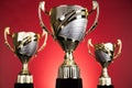 Sport stadium background, Trophy for champion Royalty Free Stock Photo