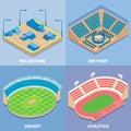 Sport stadium vector flat isometric icon set Royalty Free Stock Photo