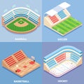 Sport stadium vector flat isometric icon set Royalty Free Stock Photo