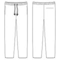 Sport style jogger pants with pockets. Technical sketch. Kids trousers design template