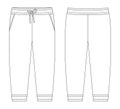 Sport style pants with pockets technical sketch. KIds trousers design template Royalty Free Stock Photo