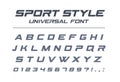 Sport style universal font. Fast speed, futuristic, technology, future alphabet. Royalty Free Stock Photo