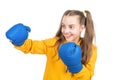 sport success. active and healthy childhood. knockout concept. she will fight.