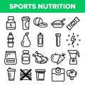 Sport Supplement Food Line Icon Set Vector. Nutrition Pictogram. Health Sport Supplement Food Symbol. Energy Vitamin