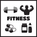 Sport supplements effects icons for fitness diet Royalty Free Stock Photo