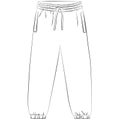 Sport sweatpants, wide jogging pants contour lines drawn, sketch drawing Royalty Free Stock Photo