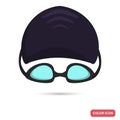 Sport swimmer had and glasses color flat icon for web and mobile design