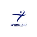 Sport symbol design, Fitness people icon vector logo, speed fitness, running, swimming, jumping logotype, hexagon people Royalty Free Stock Photo