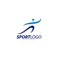 Sport symbol design, Fitness people icon vector logo, speed fitness, running, swimming, jumping logotype, hexagon people