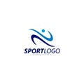 Sport symbol design, Fitness people icon vector logo, speed fitness, running, swimming, jumping logotype, hexagon people Royalty Free Stock Photo