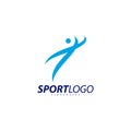 Sport symbol design, Fitness people icon vector logo, speed fitness, running, swimming, jumping logotype, hexagon people Royalty Free Stock Photo