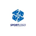 Sport symbol design, Fitness people icon vector logo, speed fitness, running, swimming, jumping logotype, hexagon people Royalty Free Stock Photo