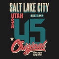 Sport t-shirt graphics. Utah USA athletic apparel design. Vector