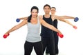 Sport team lifting dumb bell Royalty Free Stock Photo