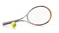 Sport. Tennis racket and ball. Isolated on the white background Royalty Free Stock Photo