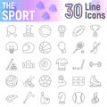 Sport thin line icon set, fitness symbols collection, vector sketches, logo illustrations, game signs linear pictograms