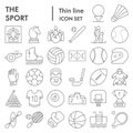 Sport thin line icon set, game symbols collection, vector sketches, logo illustrations, entertainment signs linear Royalty Free Stock Photo