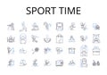 Sport time line icons collection. Pastime, Athleticism, Games, Recreation, Exercise, Leisure, Activity vector and linear Royalty Free Stock Photo