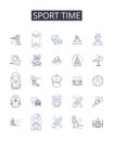 Sport time line icons collection. Pastime, Athleticism, Games, Recreation, Exercise, Leisure, Activity vector and linear