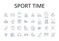 Sport time line icons collection. Pastime, Athleticism, Games, Recreation, Exercise, Leisure, Activity vector and linear Royalty Free Stock Photo