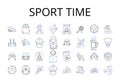 Sport time line icons collection. Pastime, Athleticism, Games, Recreation, Exercise, Leisure, Activity vector and linear Royalty Free Stock Photo