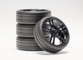 Sport tire tyre with a car black rim set scene