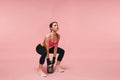 Sport Training. Athletic Woman Doing Squats With Dumbbell Royalty Free Stock Photo