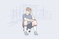 Sport, training, game, football, depression, frustration, mental stress concept