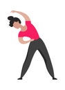 Sport training. Slim athletic girl in sportswear, active female strong character in sport uniform doing exercises