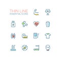 Sport Training - Thin Single Line Icons Set Royalty Free Stock Photo