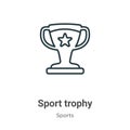 Sport trophy outline vector icon. Thin line black sport trophy icon, flat vector simple element illustration from editable sports