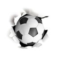 Sport vector illustartion with soccer ball coming out from paper Royalty Free Stock Photo