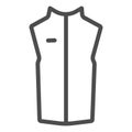 Sport vest line icon, Outdoor clothing concept, sleeveless jacket sign on white background, waistcoat with zipper icon