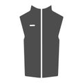 Sport vest solid icon, Outdoor clothing concept, sleeveless jacket sign on white background, waistcoat with zipper icon