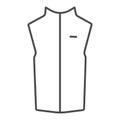 Sport vest thin line icon, Outdoor clothing concept, sleeveless jacket sign on white background, waistcoat with zipper