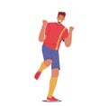 Sport Victory Concept. Happy Man Soccer Player Celebrate Win After Goal Saying Yes and Show Winner Gesture, Illustration