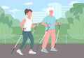 Sport walking flat color vector illustration