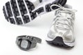 Sport watch and running shoes Royalty Free Stock Photo