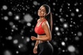 Sport. Woman sport body strong and beautiful Winter concept with